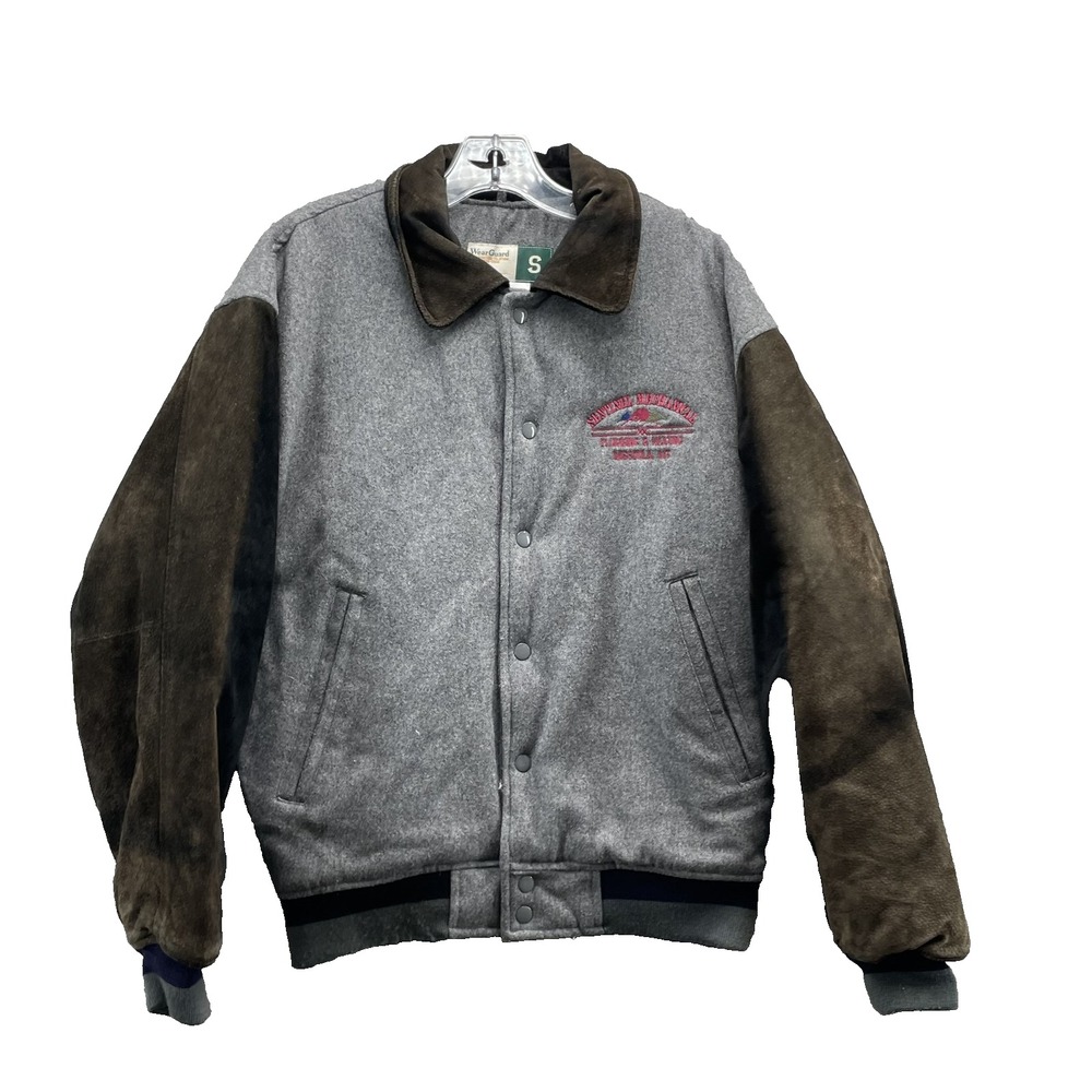 Wear Guard Wool Blend Varsity Bomber Jacket Men Small Suede Leather Workwear 90s